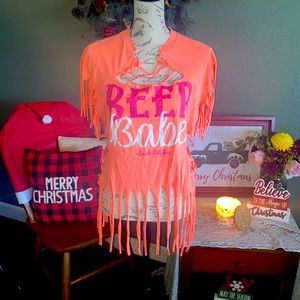 Lincoln Outfitter tshirt that has been cut for over bikini! BEER BABE🍻